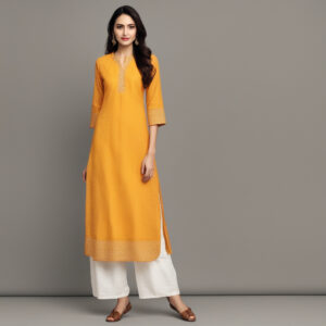 Regular Yellow Kurta with Trouser