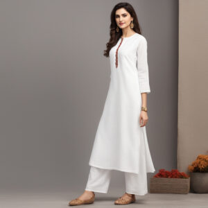White Kurta with White Trouser