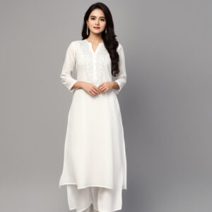 White Kurta with White Trouser