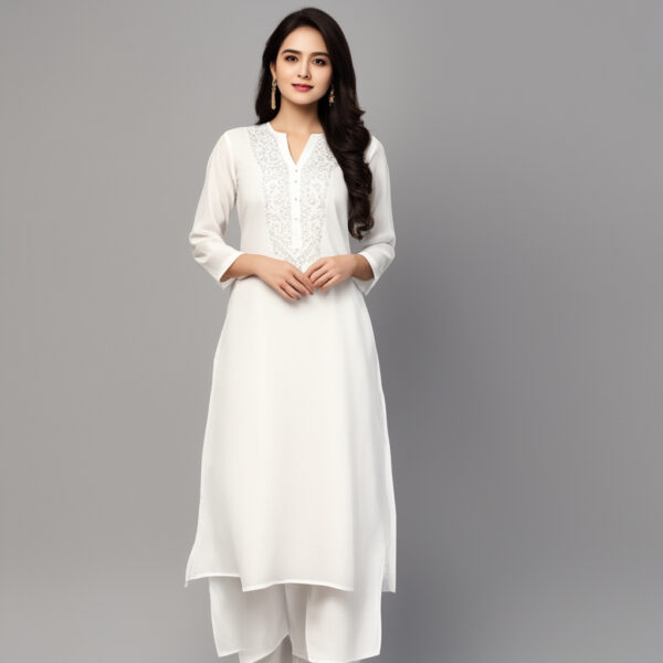 White Kurta with White Trouser
