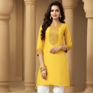 Yellow Kurta with White Trouser