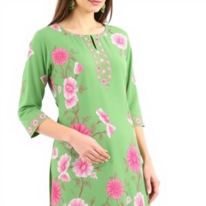 Floral Green Kurti Elegant and stylish traditional wear