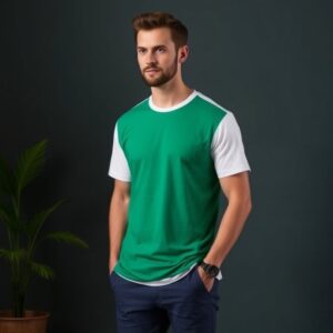 Green and White Casual T-Shirt Comfortable and Stylish Everyday Wear