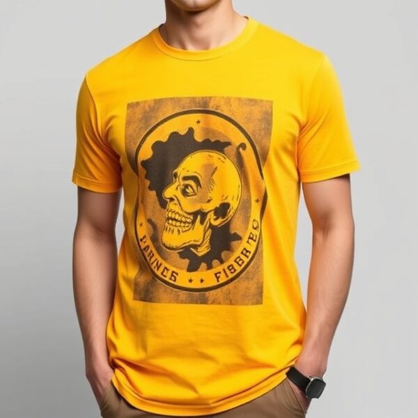 Graphic Yellow T-Shirt Vibrant tee with unique skull design