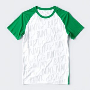 Green and White Raglan T-Shirt Stylish and Comfortable