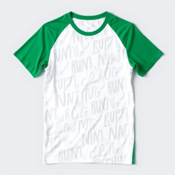 Green and White Raglan T-Shirt Stylish and Comfortable