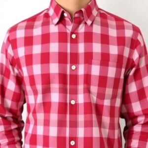 Men's Red and Pink Checkered Shirt Stylish and Comfortable Casual Wear