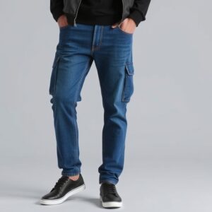 Men's Cargo Jeans Stylish blue cargo jeans for men